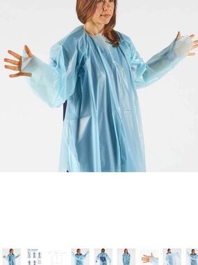 Polyethylene Level 1 Disposable NonSurgical Isolation Gowns Blue 15 Count